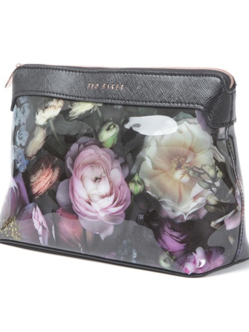 Ted Baker EUC Black Large Hudson Shadow Floral Cosmetic Pouch - Picture 3 of 9
